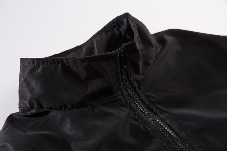 Contrast color stitching windbreaker men's thin trend hip hop jacket men's tide brand hiphop jacket