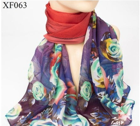 Spring And Autumn Print Chiffon Scarf Shawl