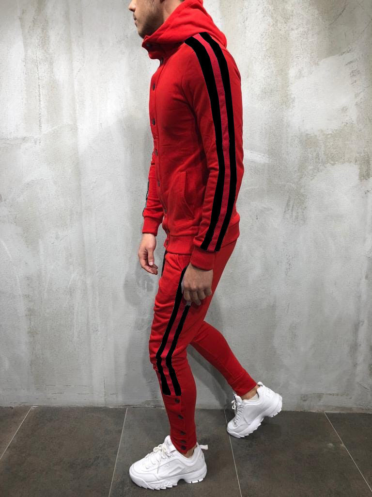 Hooded button cardigan men's sports