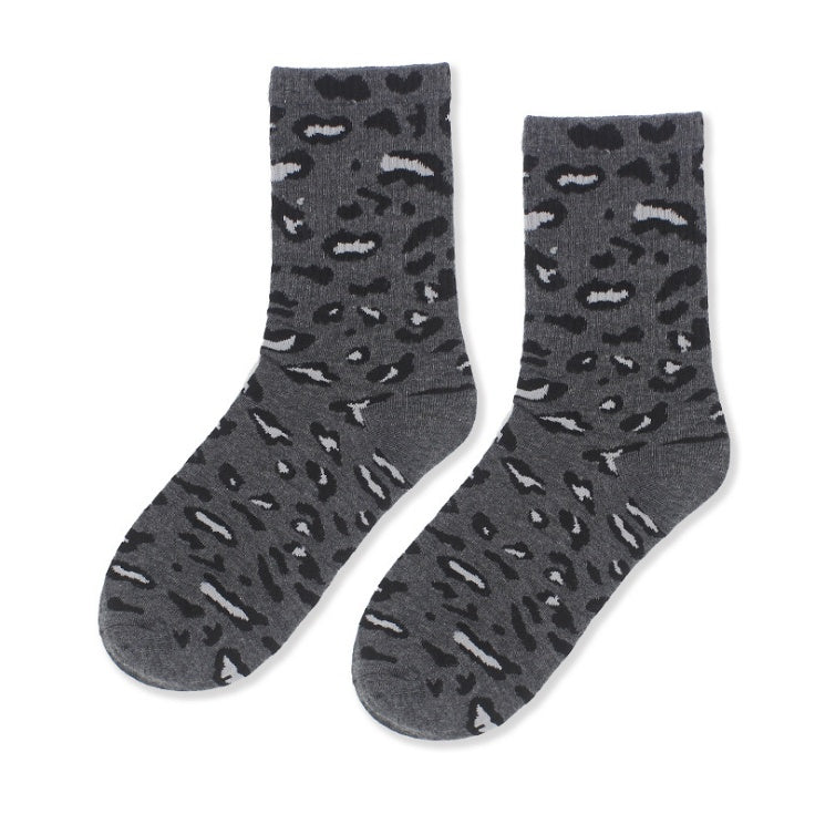 Leopard socks, female leopard, personality, tide, autumn and winter, Korean version, stockings