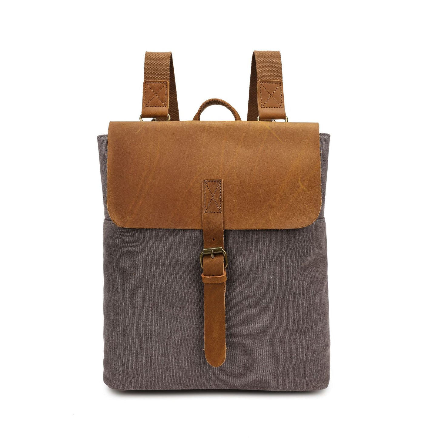 Crazy Horse Leather Casual Student Minimalist Backpack