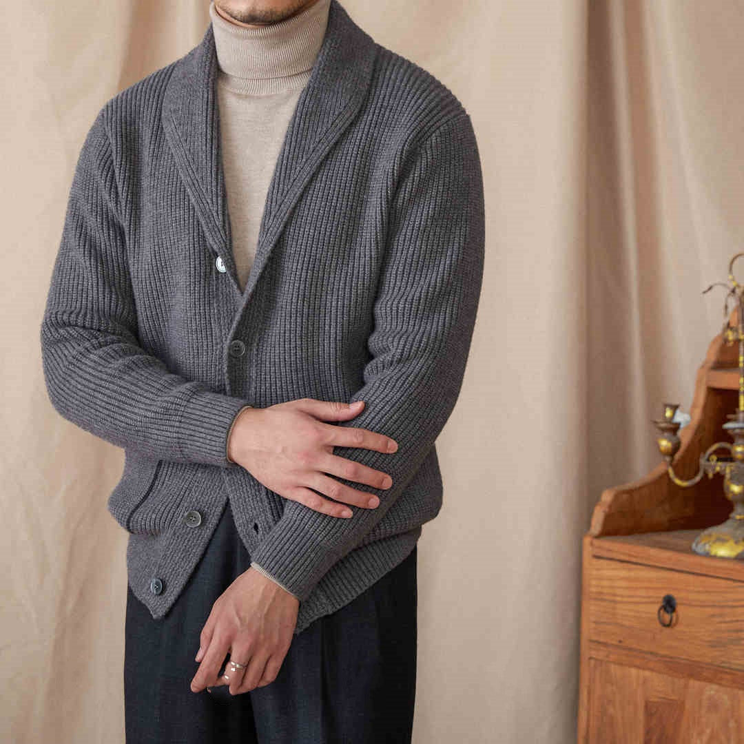 Green Collar Long-sleeved Knitted Cardigan Casual Retro Warm Jacket