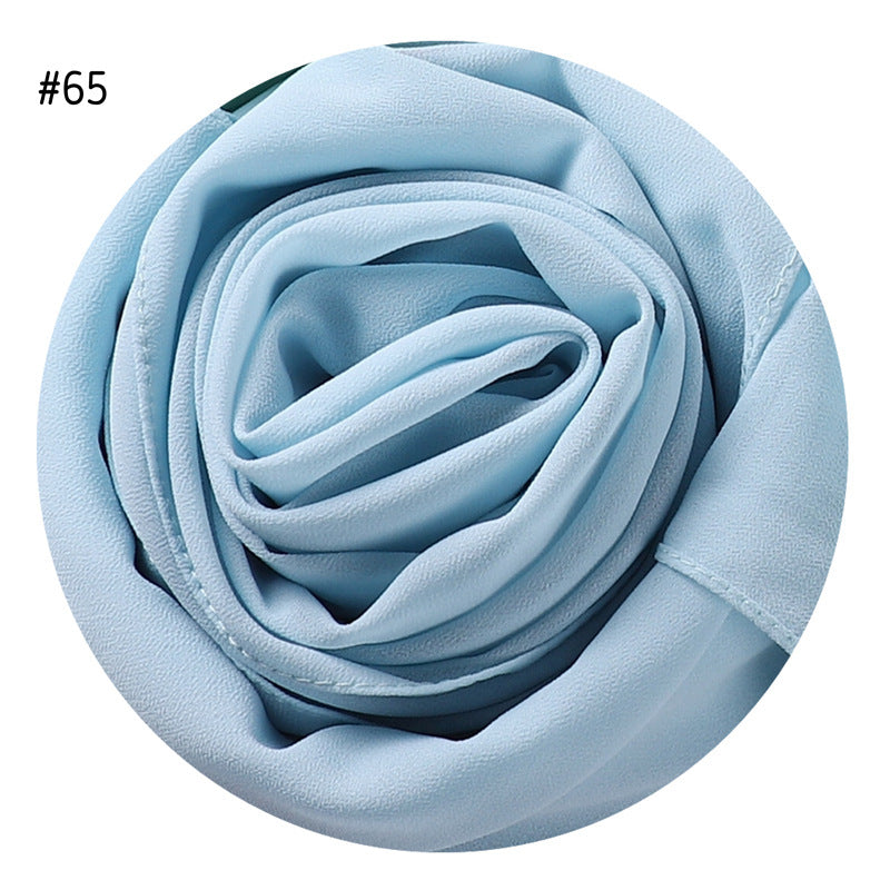 Women's Simple And Versatile Solid Color Pearl Chiffon Scarf