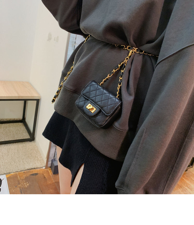 Mini diamond chain belt bag