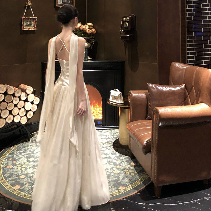 Chic French-style Halterneck Dress