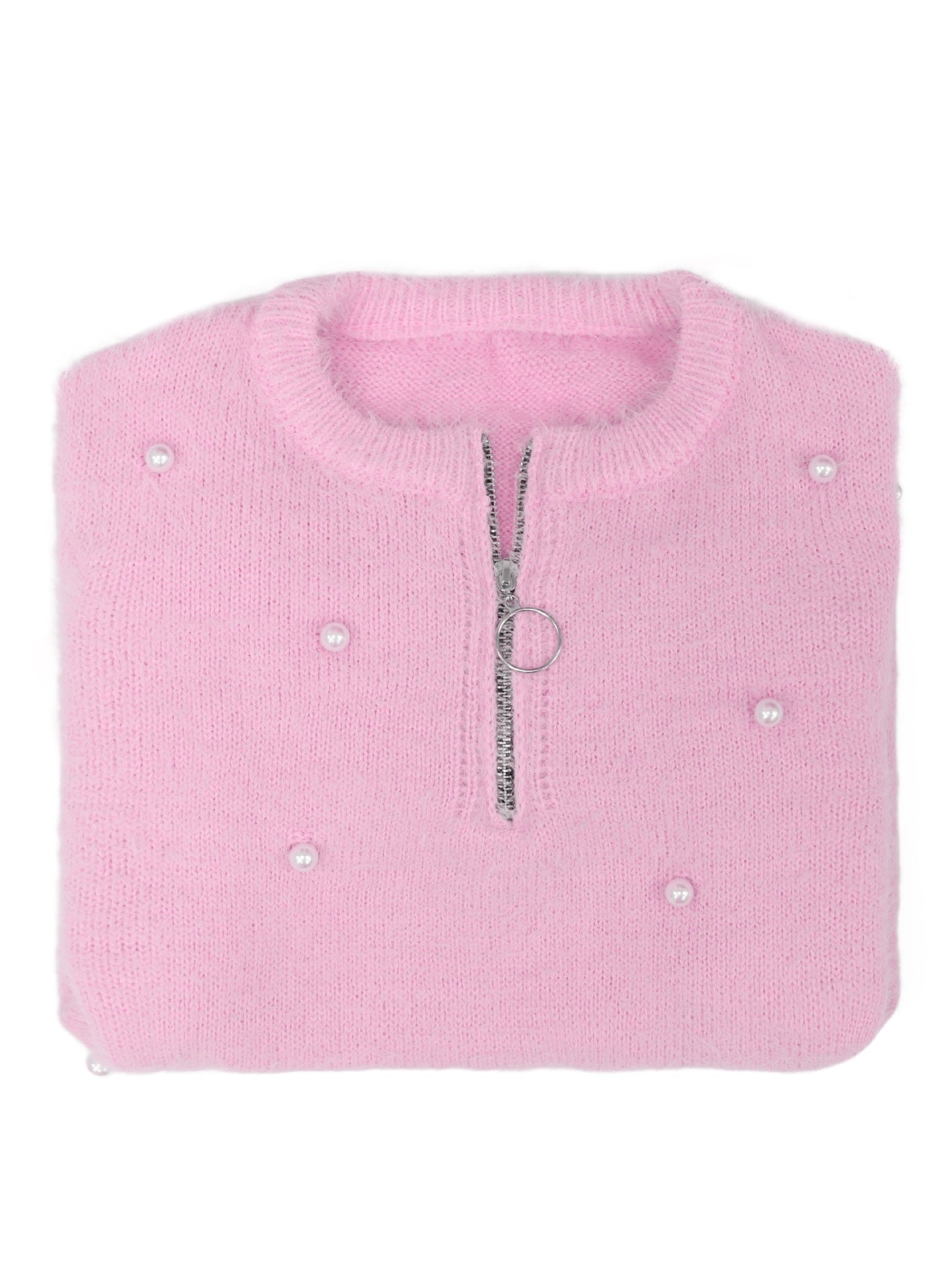 Knit Sweater With Pearl Elegant Women's