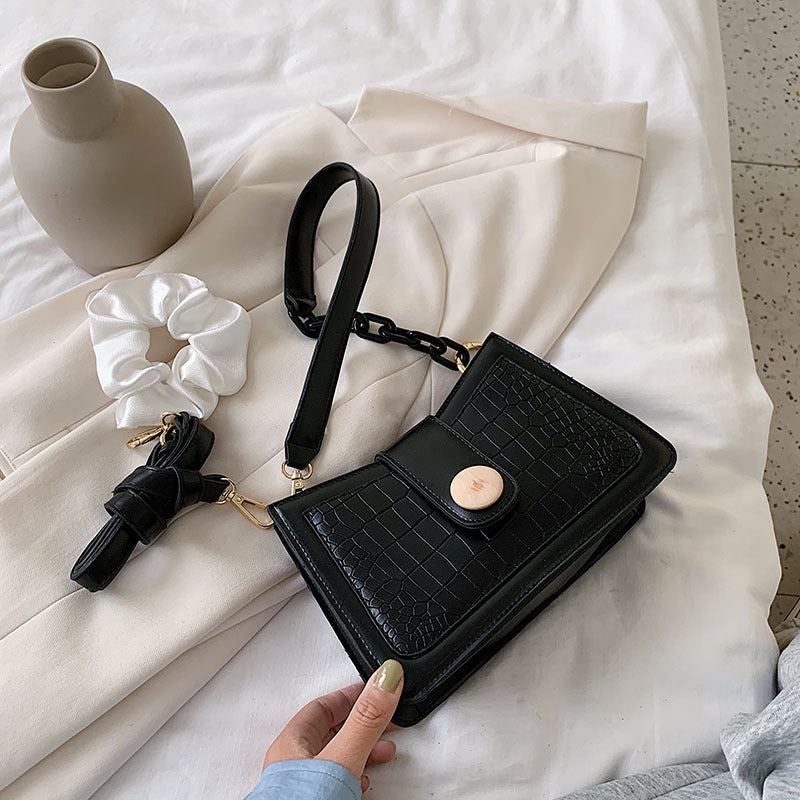Vintage stone pattern one-shoulder armpit bag