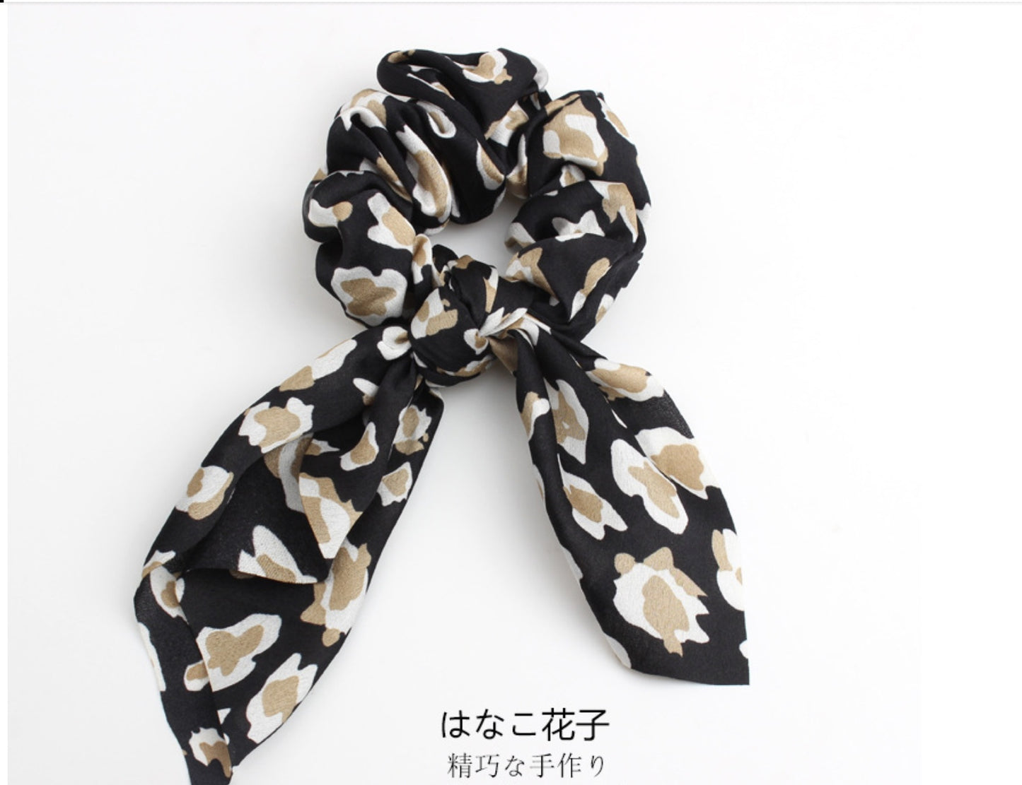 4 stk. Leopard Slange Blomster Streamers Scrunchies Hår Tørklæde til Kvinder