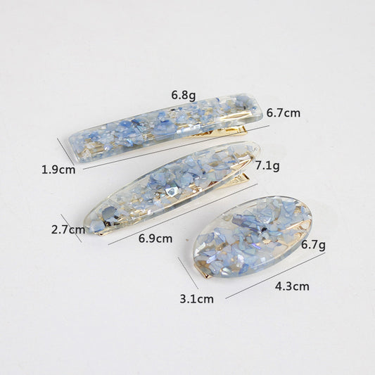Japanese ins wind hairpin hair accessories magic color shell water droplets rectangular bangs word side clip hairpin hair accessories Korean version
