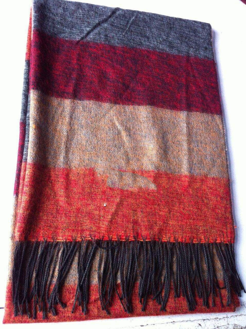 Cashmere striped checked shawl
