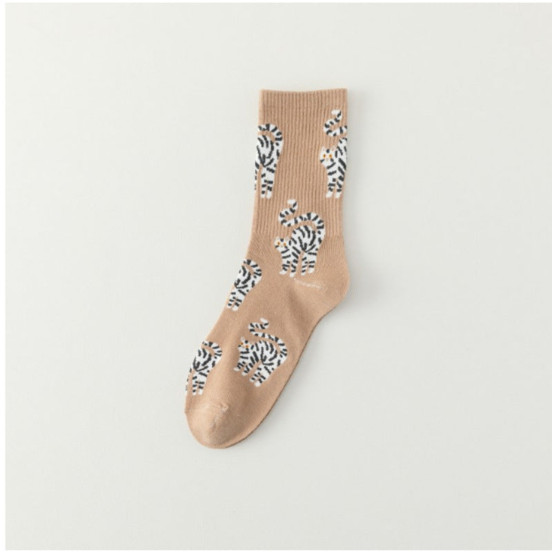 College Style White Cartoon Kitten All-match Fashion