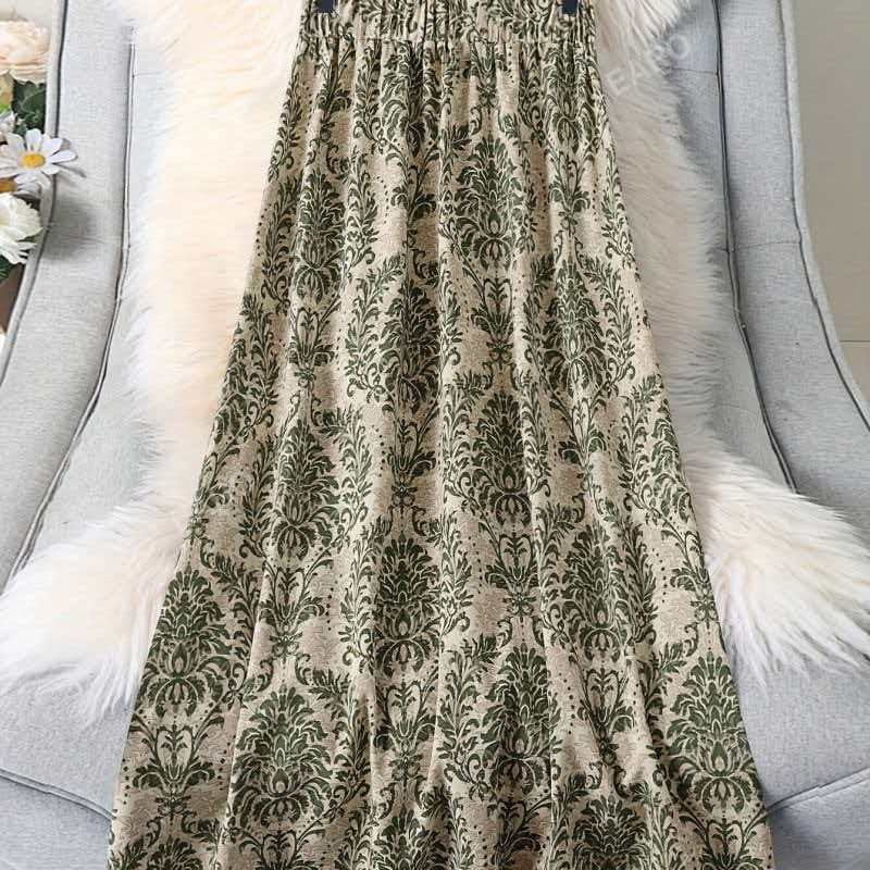 Micro-transparent Elastic Waist Printing Long Skirt Commuter's All-matching