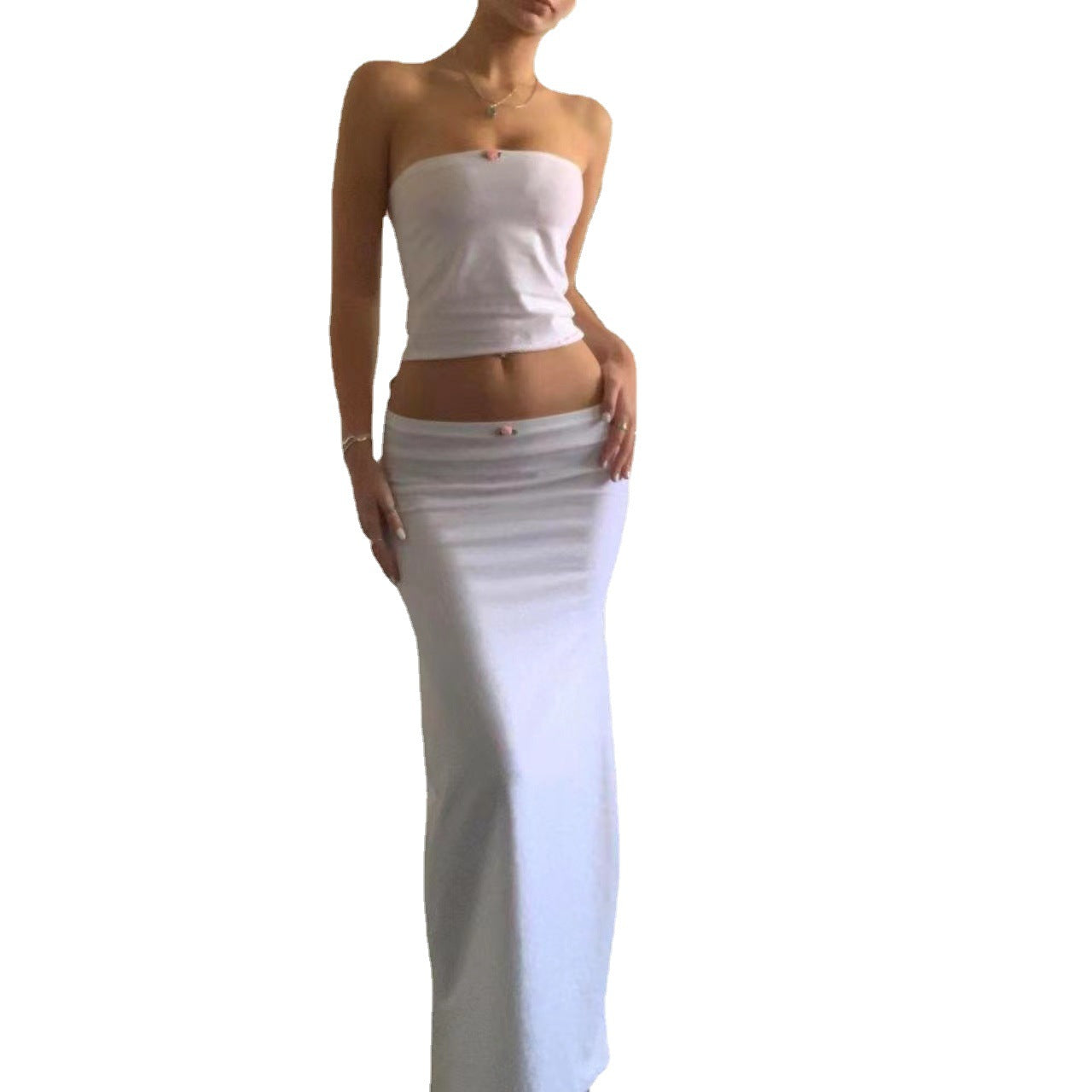 Sexy Band Elastic Tube Top T-shirt Long Dress Suit For Women