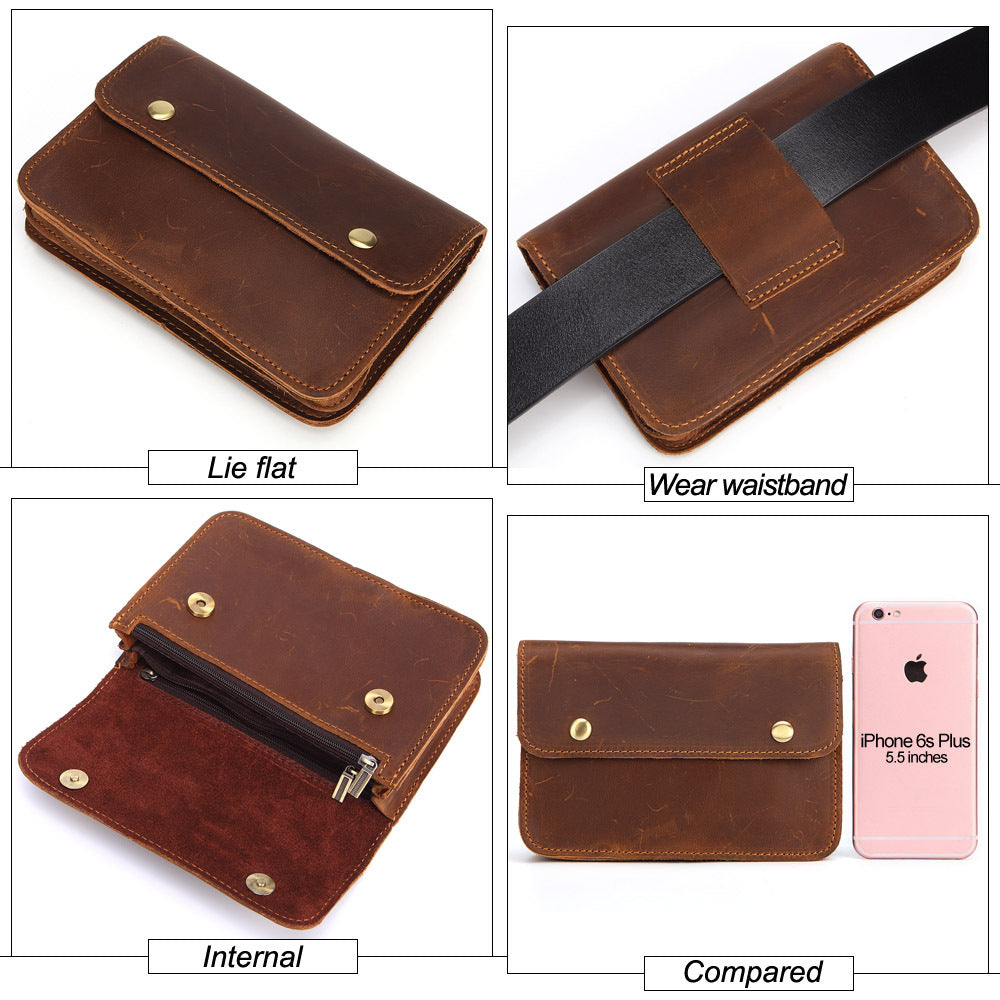 Horse leather leisure multifunctional belt bag