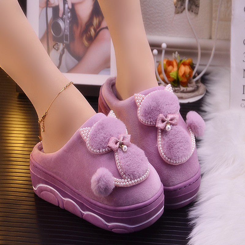 Women's thick-soled fur shoes