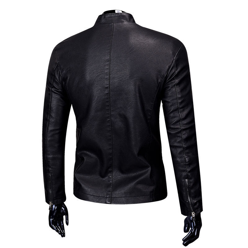 Men's leather jacket plus fleece
