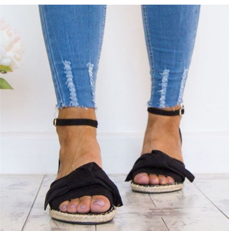 Bow flower hemp rope shoes