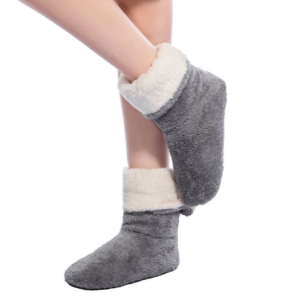 Dropshipping & Wholesale Women Plush Home shoe Coral Fleece Indoor Floor Sock Winter Foot Warmer Soft bottom slippers