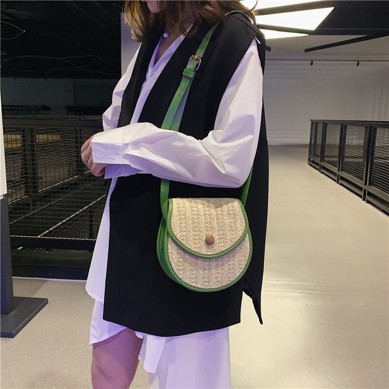 Korean style straw woven mobile phone bag