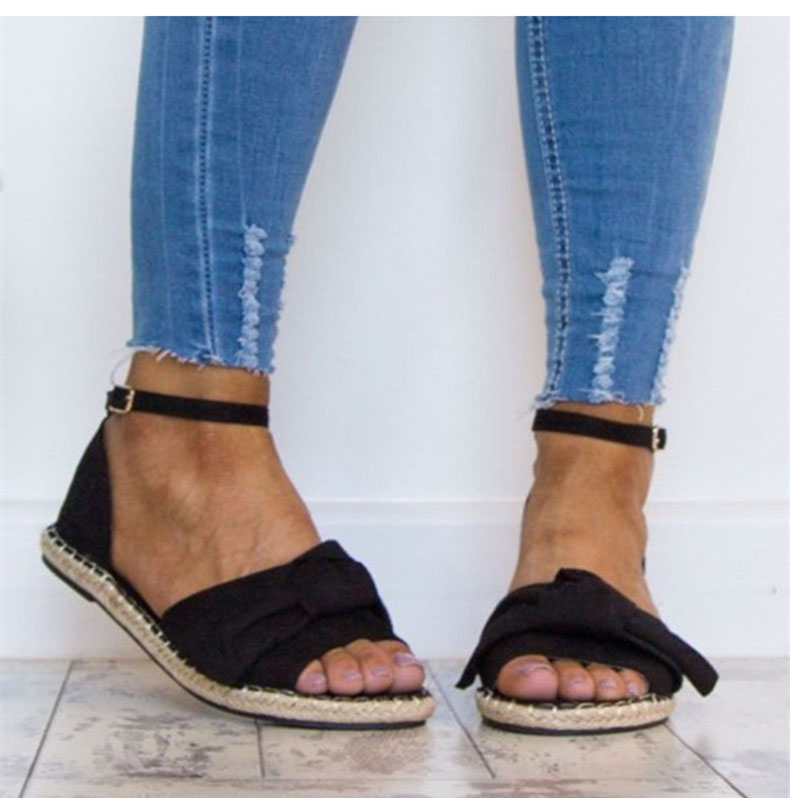 Bow flower hemp rope shoes