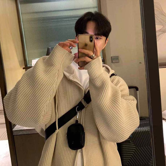 Retro Thickened Men's Knitted Cardigan Sweater Coat