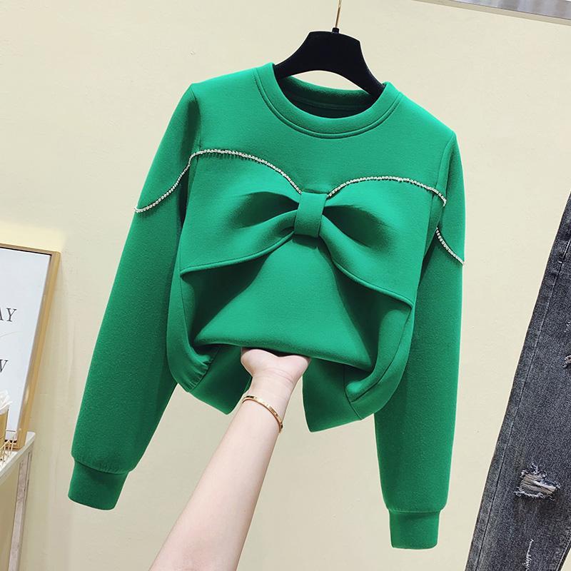 Moderigtig all-match rundhalset sweater med diamant-sløjfe