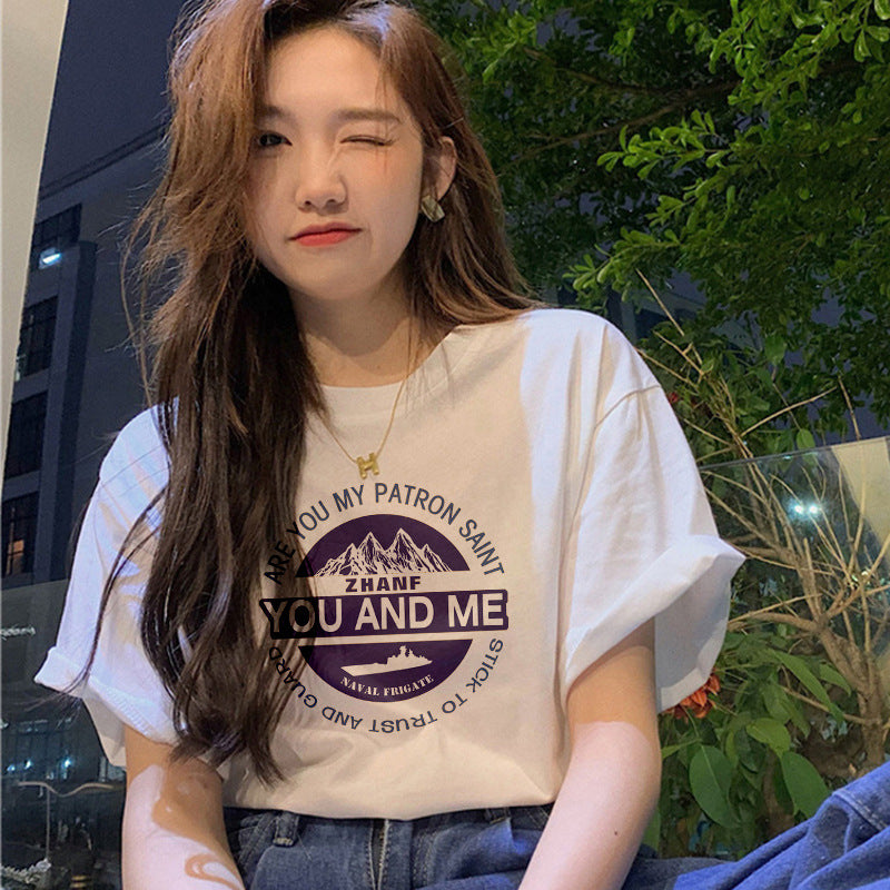 Short-sleeved Women's Clothing Ins Fashion Printing Fashion All-matching