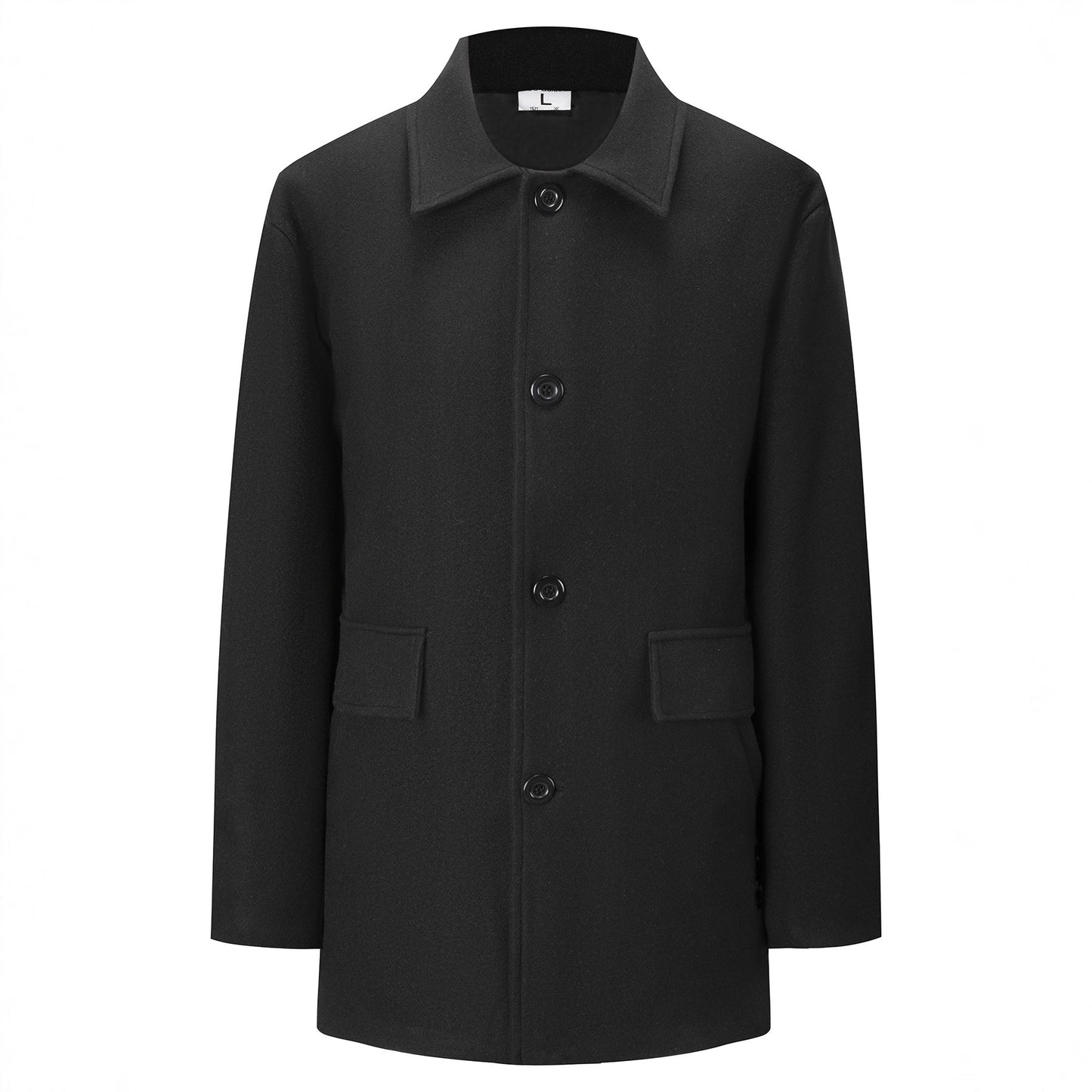 Koreansk Herre Mellemlang Foret Dobbeltsidet Uld Trenchcoat