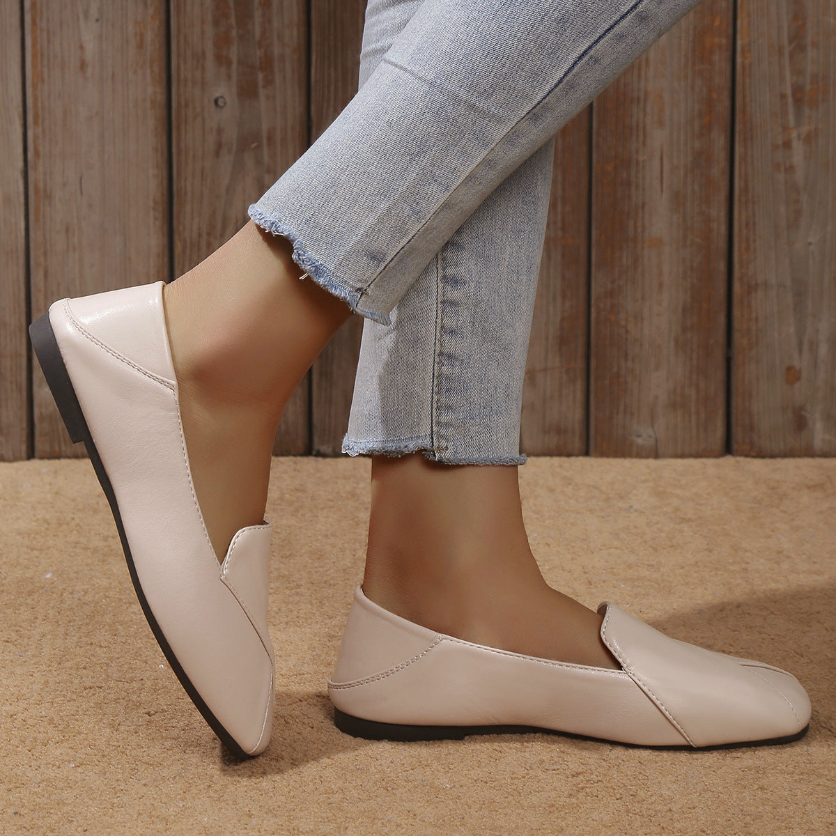 Plus Size Flat Square Toe Shoes Women's Shallow Mouth