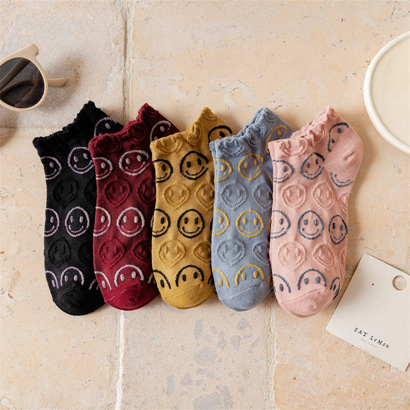 Cotton Embossed Japanese And Korean Court Style Socks