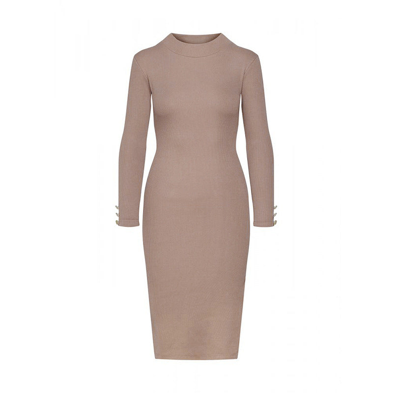 Hanging skirt button decoration slit dress