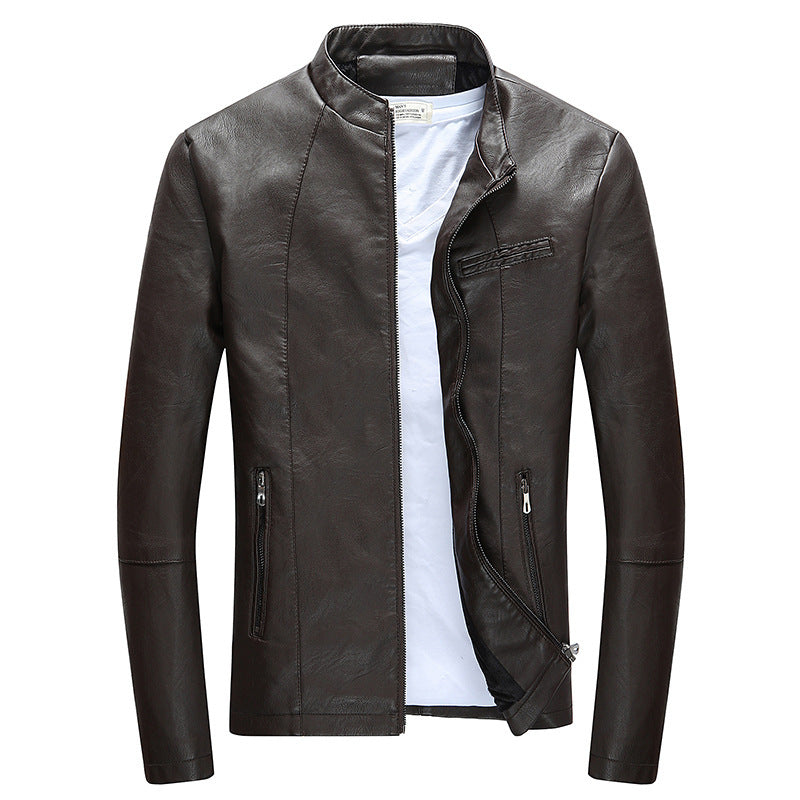 Men's leather jacket plus fleece