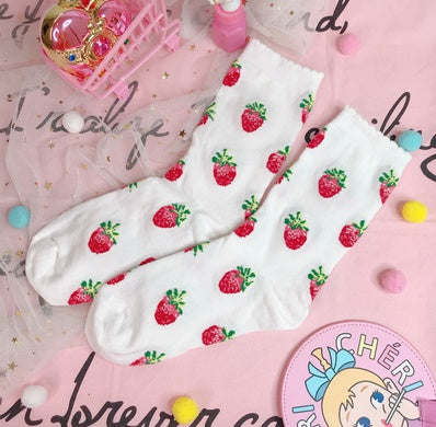 Girl strawberry dreamy beautiful girl moon in stockings socks piles of socks