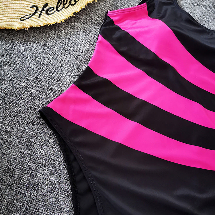 Plus Size Ladies One-piece Striped Swimsuit Bikini