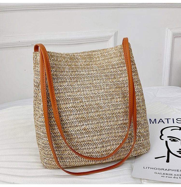 Casual Woven One-shoulder Straw Woven Bag New Portable Women