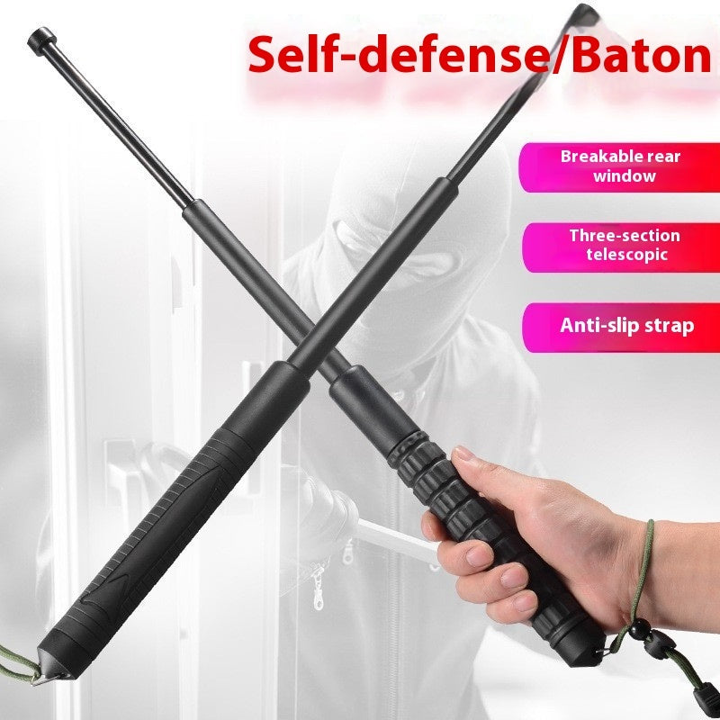 PVC Plastic Self-defense Three-section Car Broken Window Stretchable Baton