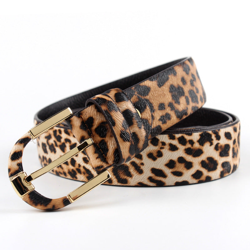 Women's Leopard Leather Belt