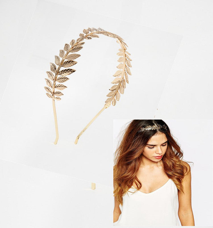 European and American metal leaf headband hair band