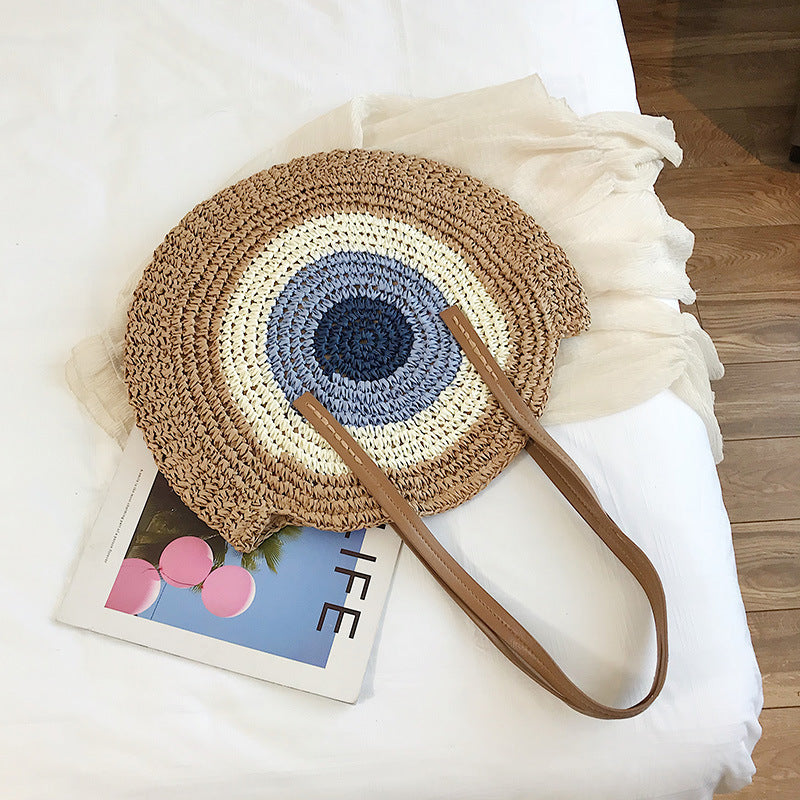 Large capacity single shoulder woven beach bag