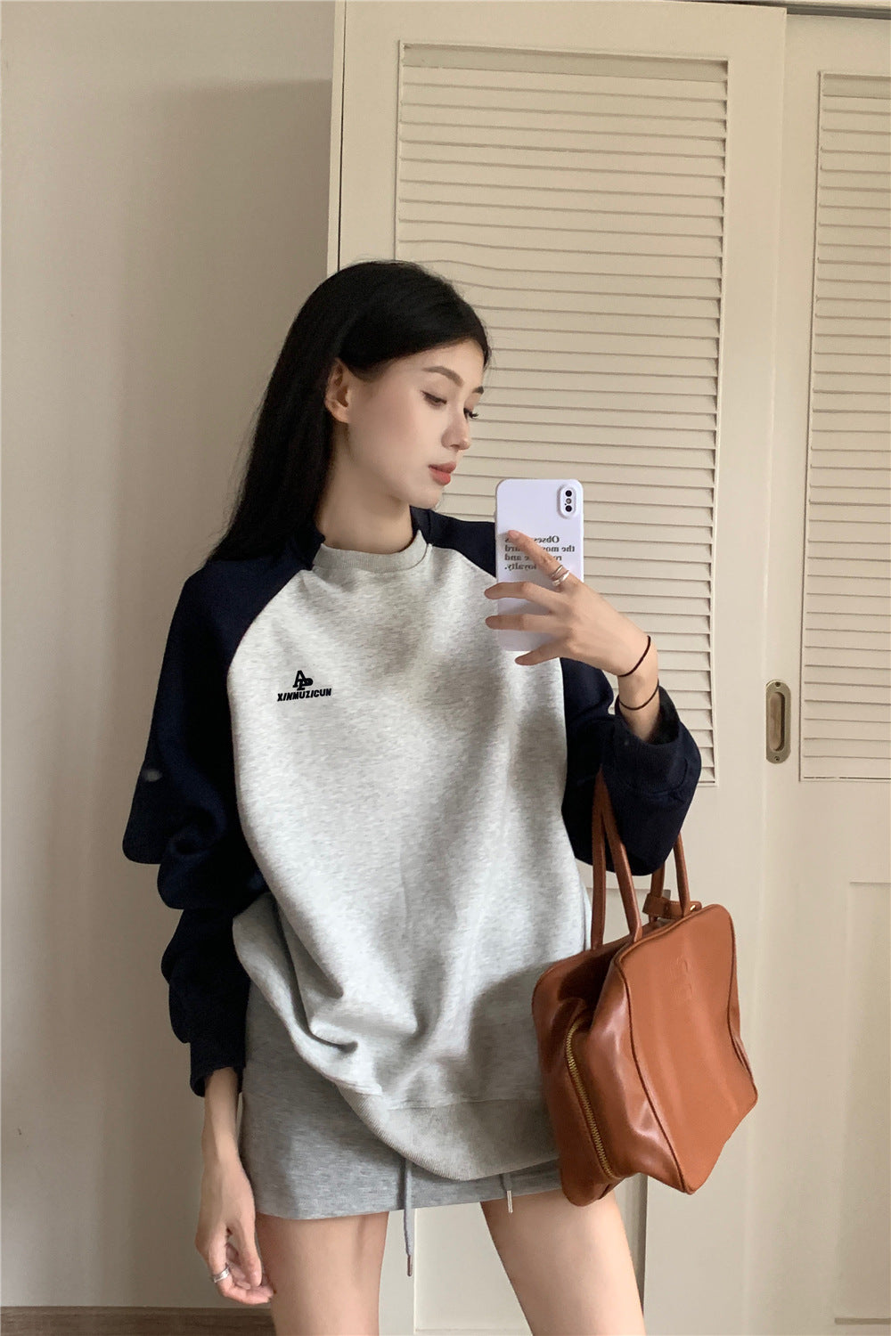Women's Raglan Sleeve Sweater Autumn Korean Style LetterLong Sleeve Top