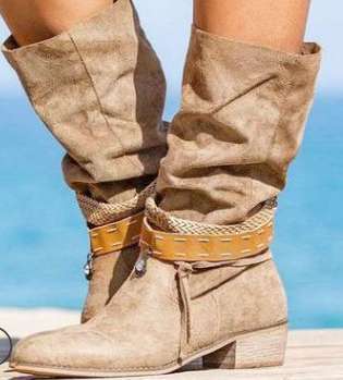 Women's Short Boots Large Size Women's Shoes Mid-tube Pointed Toe