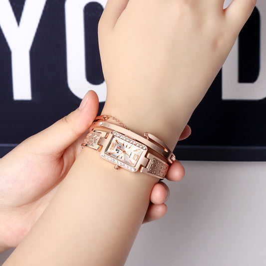AliExpress Amazon new bracelet watch fashion design rose gold square dial ladies bracelet watch a generation