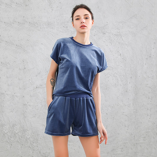 Velvet shorts ribbed
