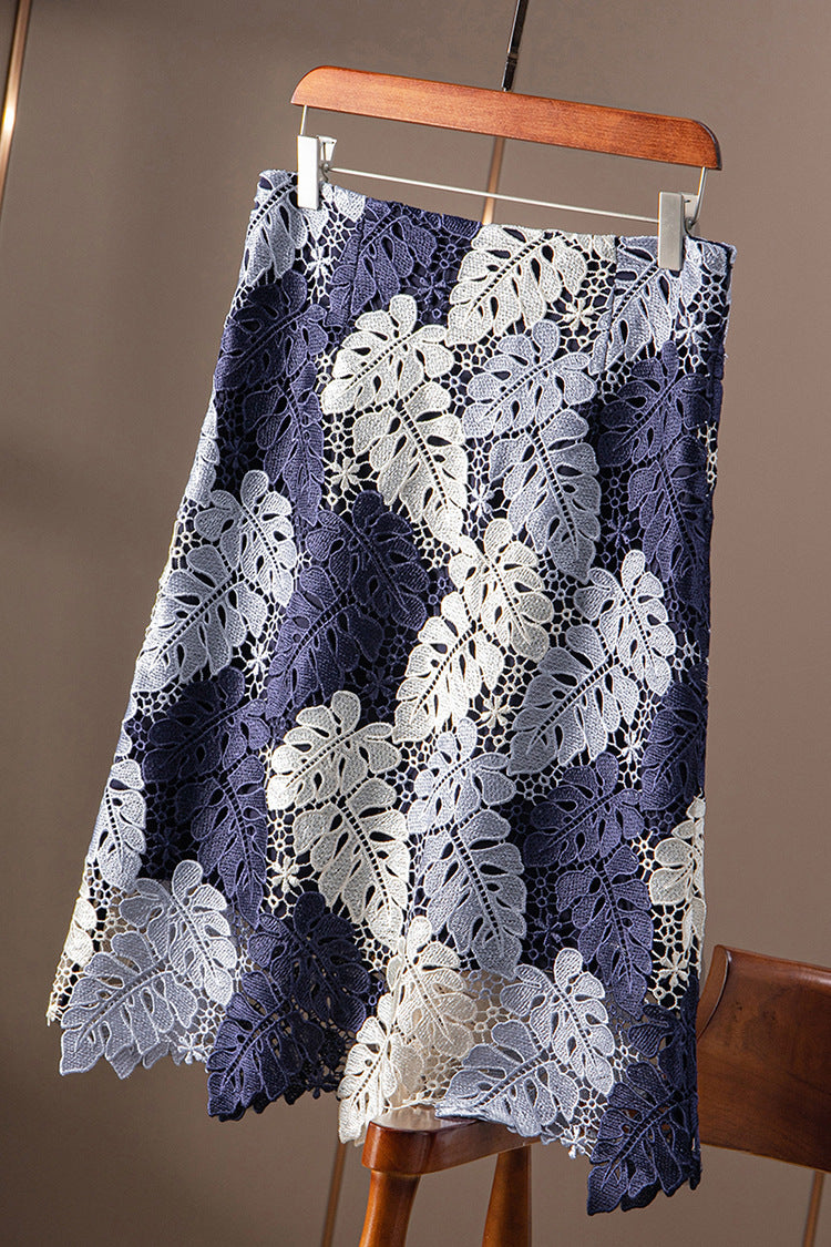 Water Soluble Lace High Waist Slimming Sheath A- Line Skirt