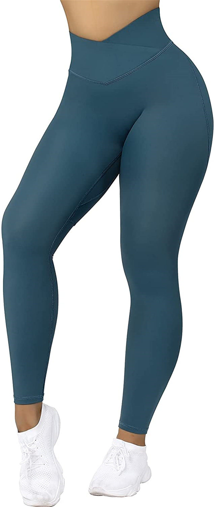 Cross Waist Hips Print Solid Color High Waist Bottoming Yoga Pants