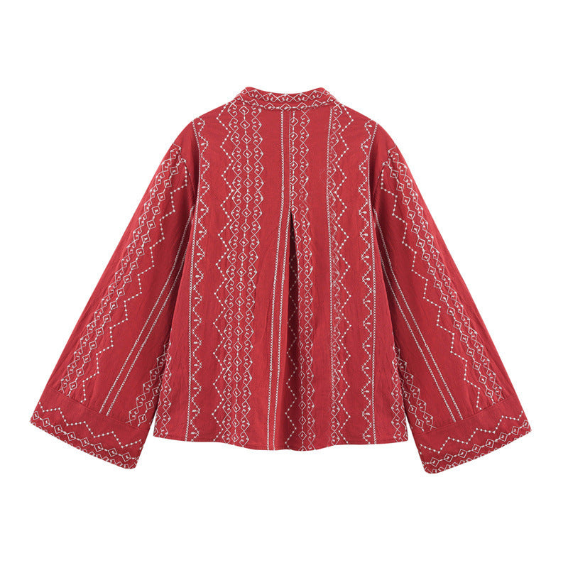 European And American Style Ethnic Style Embroidered Shirt