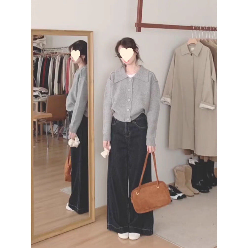 Lapel Sweater Cardigan Niche Sweater Top