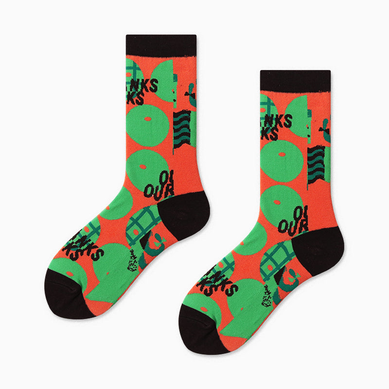 Pattern Couples Sports Cotton Mid Tube Socks Abstract