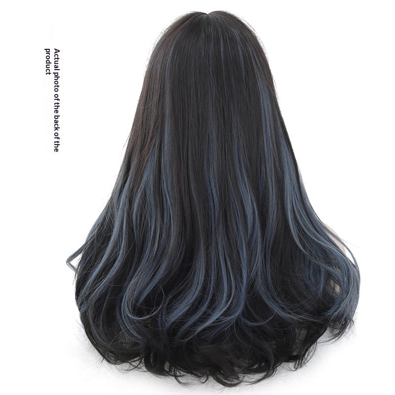 Simulated Scalp Highlights Women's Long Curly Wavy Wig