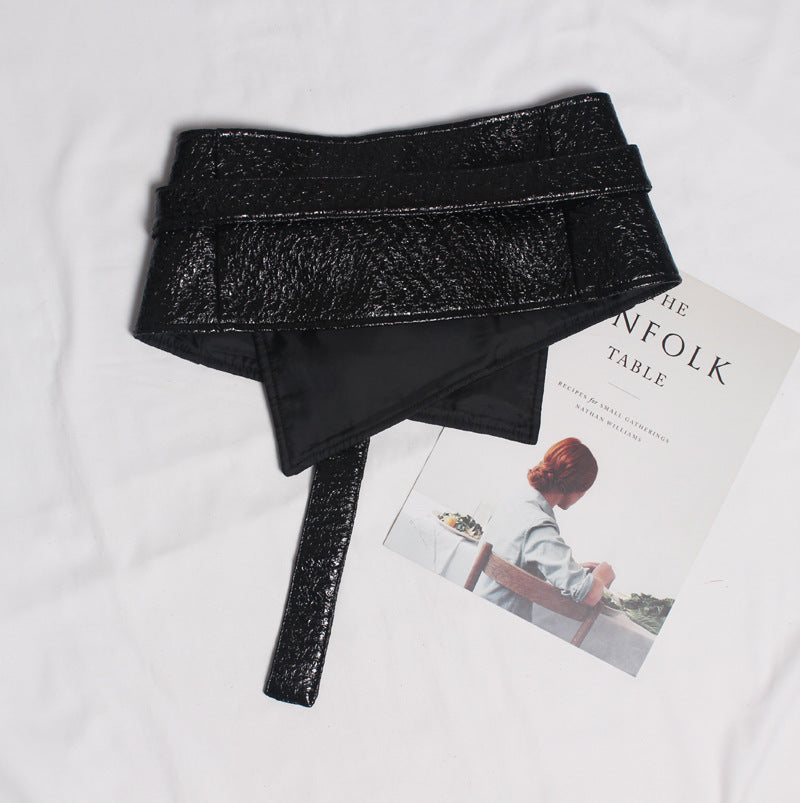 Simple And Versatile Patent Leather Wide Waist Belt